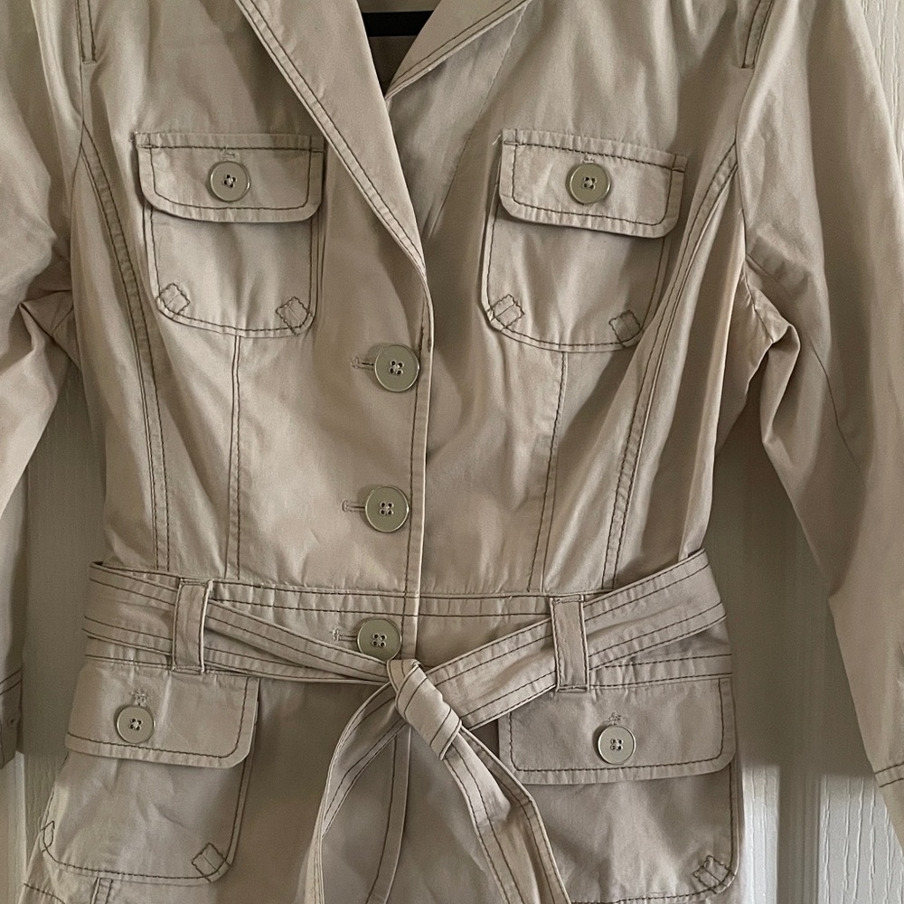 LOFT Beige Utility Jacket with Belt - Picture 3 of 5